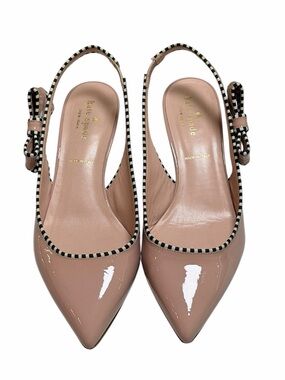 kate spade Blush Pink Slingback Pointed-Toe Heels with Black-and-White Trim